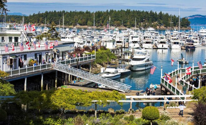 Roche Harbor Docks on a sunny summer day
