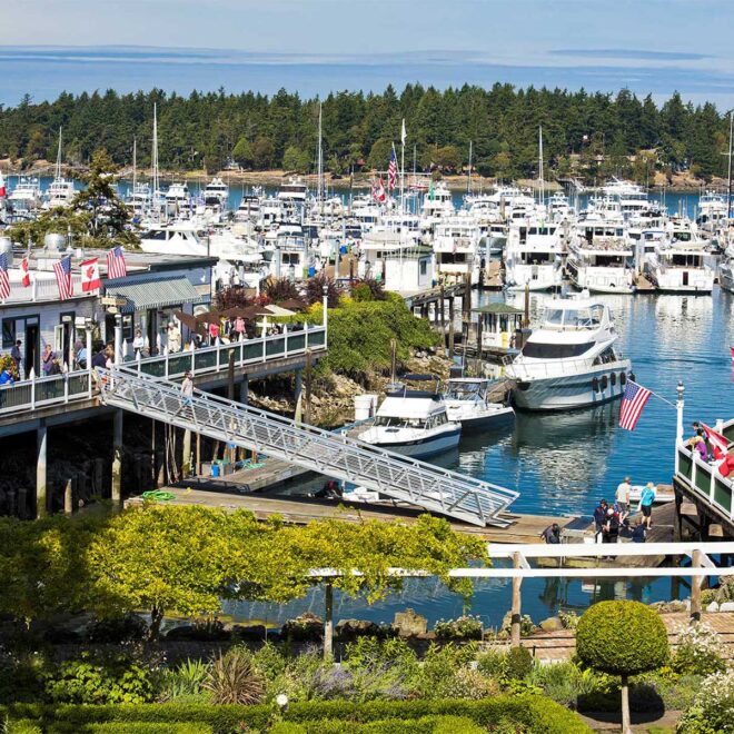 Roche Harbor Docks on a sunny summer day