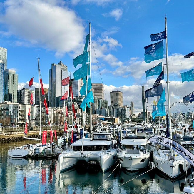 boats in a calm harbor along the Seattle washington waterfront