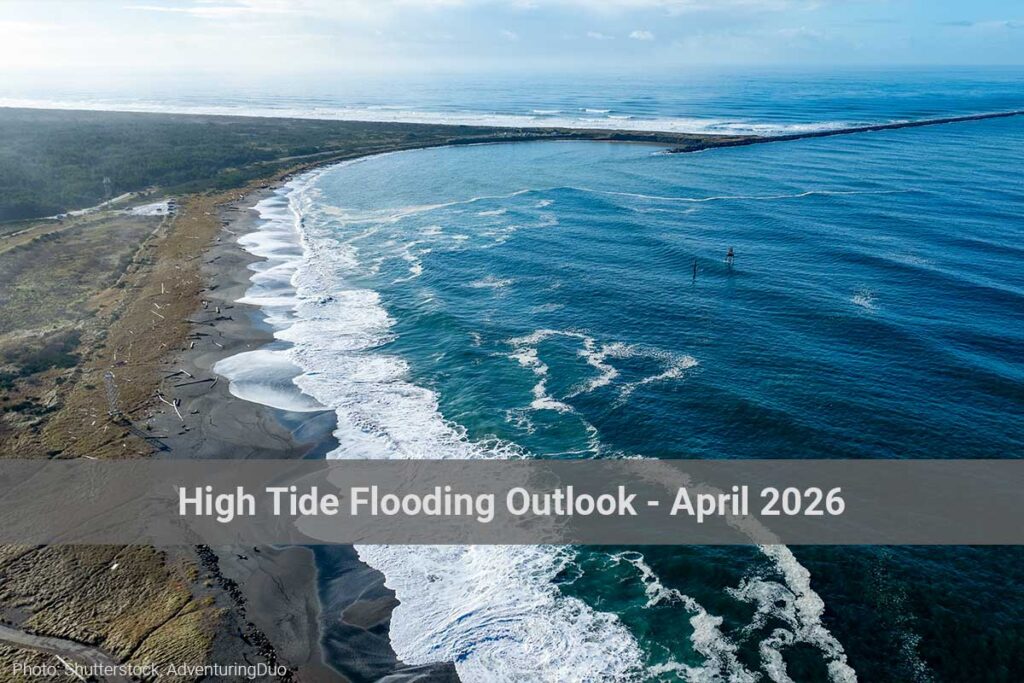 Powerful Waves crash against the shores of Westport, WA during the King Tide, creating dramatic waves, flooding, and coastal erosion.
