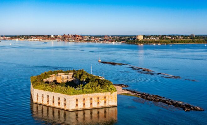 Fort Gorges, and Portland Harbor in the background, Maine. Photo Shutterstock, Capt' Tom