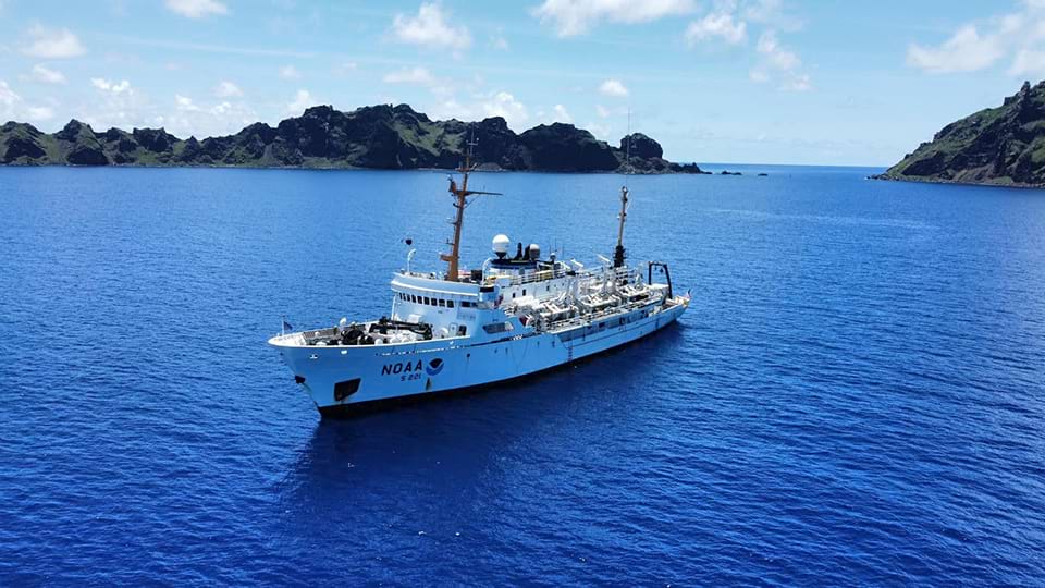 The NOAA Ship Rainier conducts a seabed mapping exercise in the Pacific in 2022. (Image credit: NOAA)