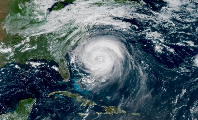 A NOAA satellite view of a massive Hurricane Erin churning off the U.S. East Coast taken August 20, 2025. (Image credit: NOAA Satellites)