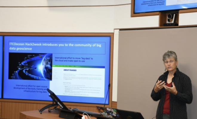 Dr. Holmes led a hack2week workshop as part of a NOAA International Fellowship in India in September 2023. Credit: International Training Centre for Operational Oceanography