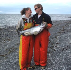 Adelia Myrick and Tollef Monson are salmon fishers as well as kelp farmers. Credit: Alaska Sea Greens.